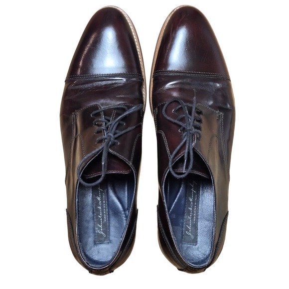 Johnson & Murphy Mens Burgundy Cap Toe Oxford Dress Shoes Size 11  Made in Italy - Picture 6 of 11